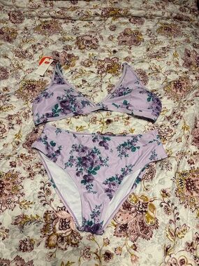 Lavender Floral Two-Piece Bikini